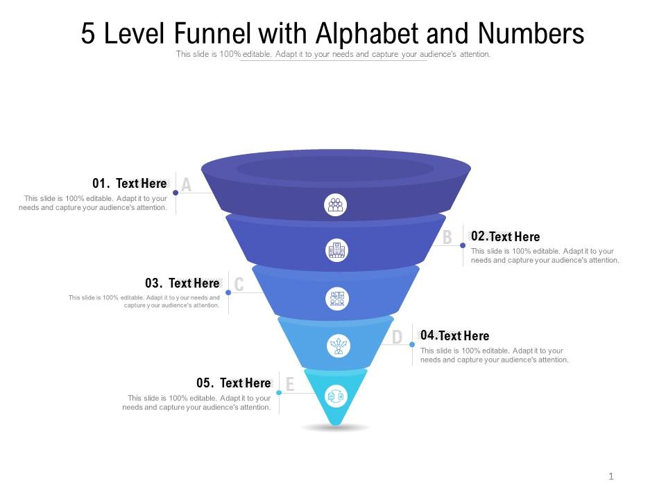 5 level funnel with alphabet and numbers