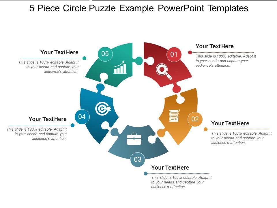 5_piece_circle_puzzle_example_powerpoint_templates_Slide01