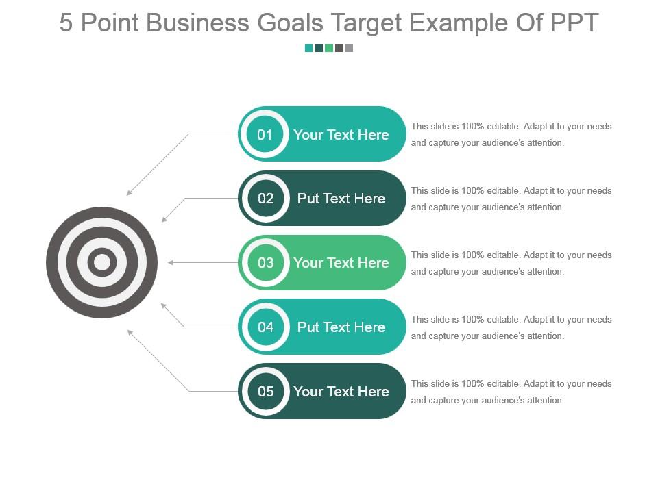 5 point business goals target example of ppt Slide00