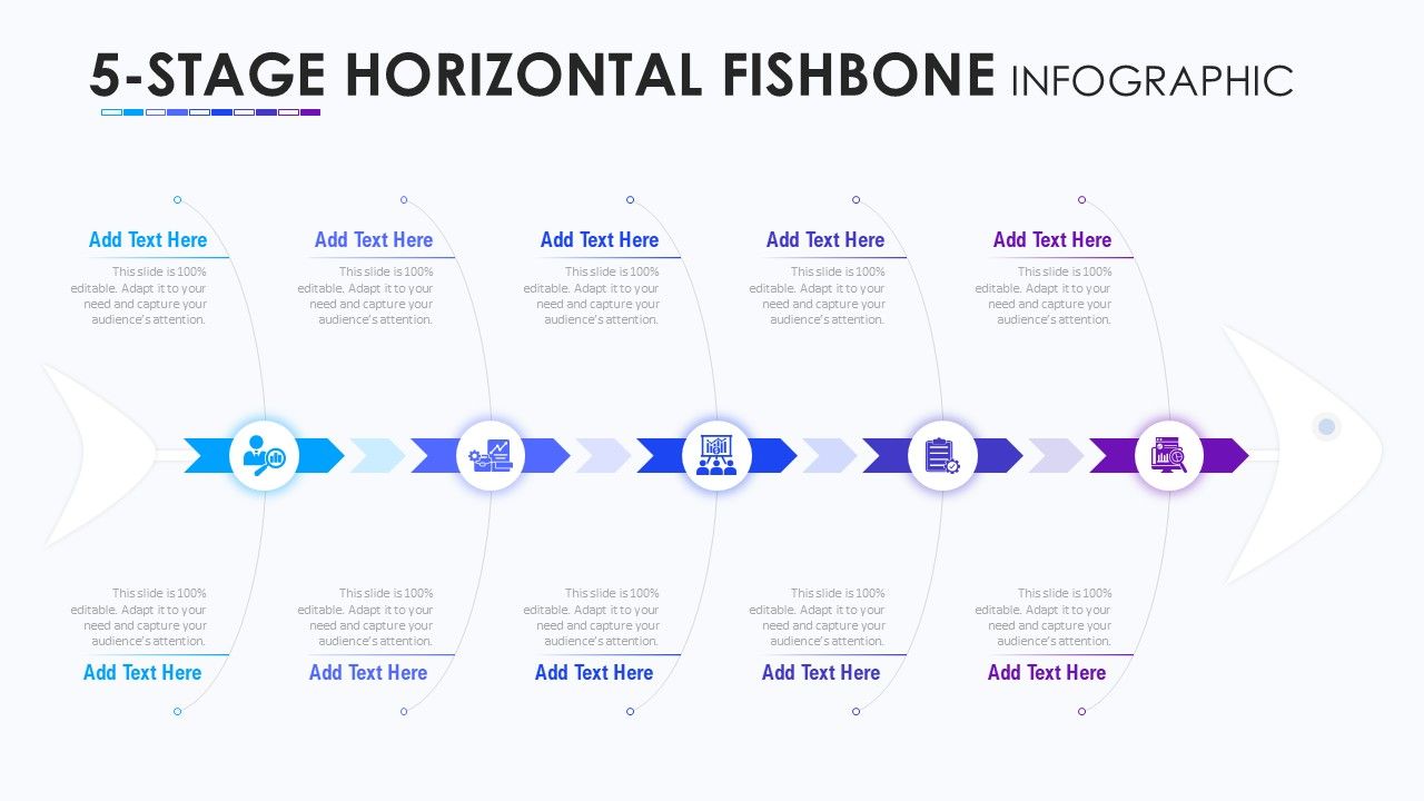 5 Stage Horizontal Fishbone Infographic Infographic Powerpoint Template