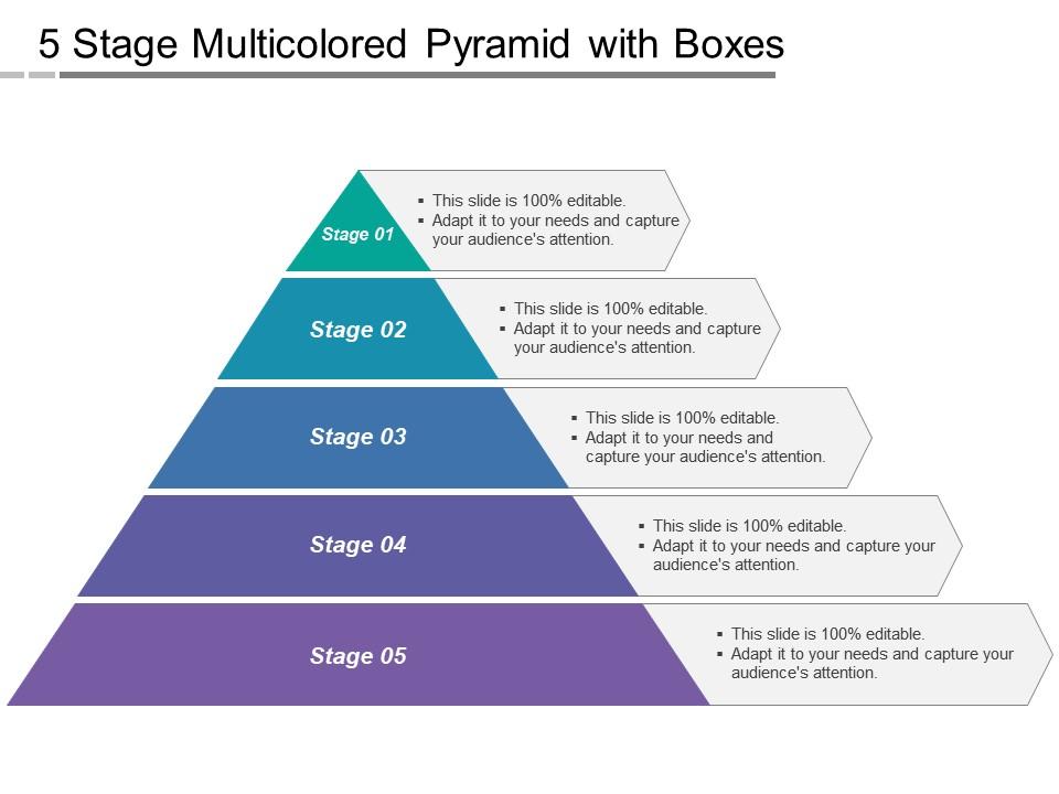 5 stage multicolored pyramid with boxes Slide01
