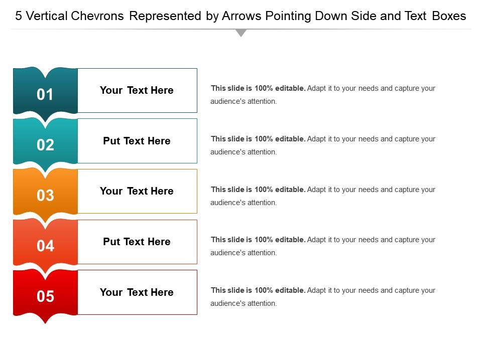 5 Vertical Chevrons Represented By Arrows Pointing Right Side And Text ...