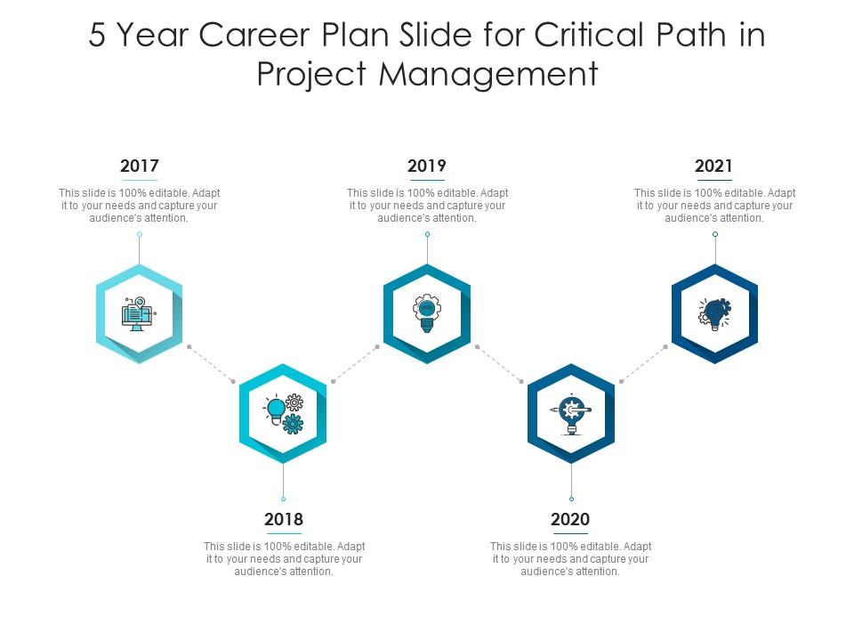 5 year career plan slide for critical path in project management infographic template Slide01