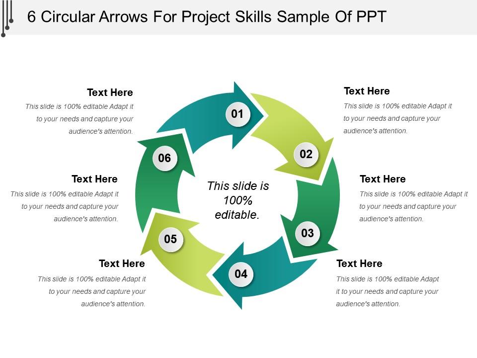 6 circular arrows for project skills sample of ppt Slide01