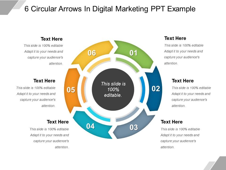 6 circular arrows in digital marketing ppt example Slide01