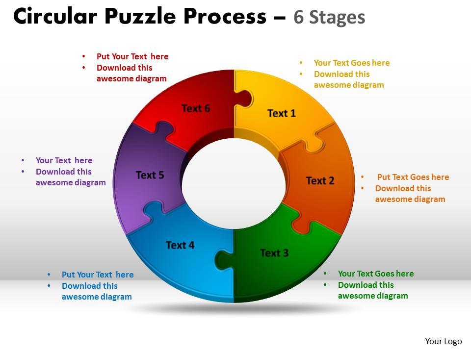6 Components Circular Puzzle Process | PowerPoint Templates Backgrounds ...
