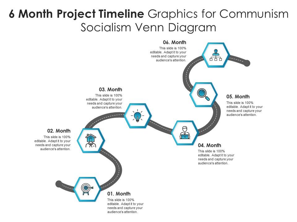 6 month project timeline graphics for communism socialism venn diagram infographic template Slide00