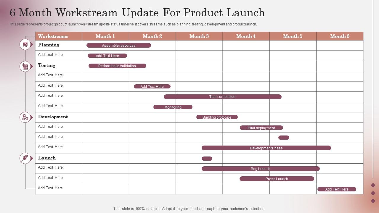 Top 10 Project Workstream Status Report For Product Launch Monotone ...