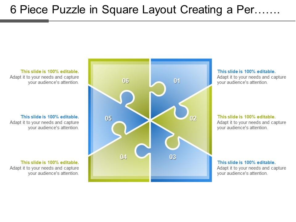 6 piece puzzle in square layout creating a perplexity of process Slide01