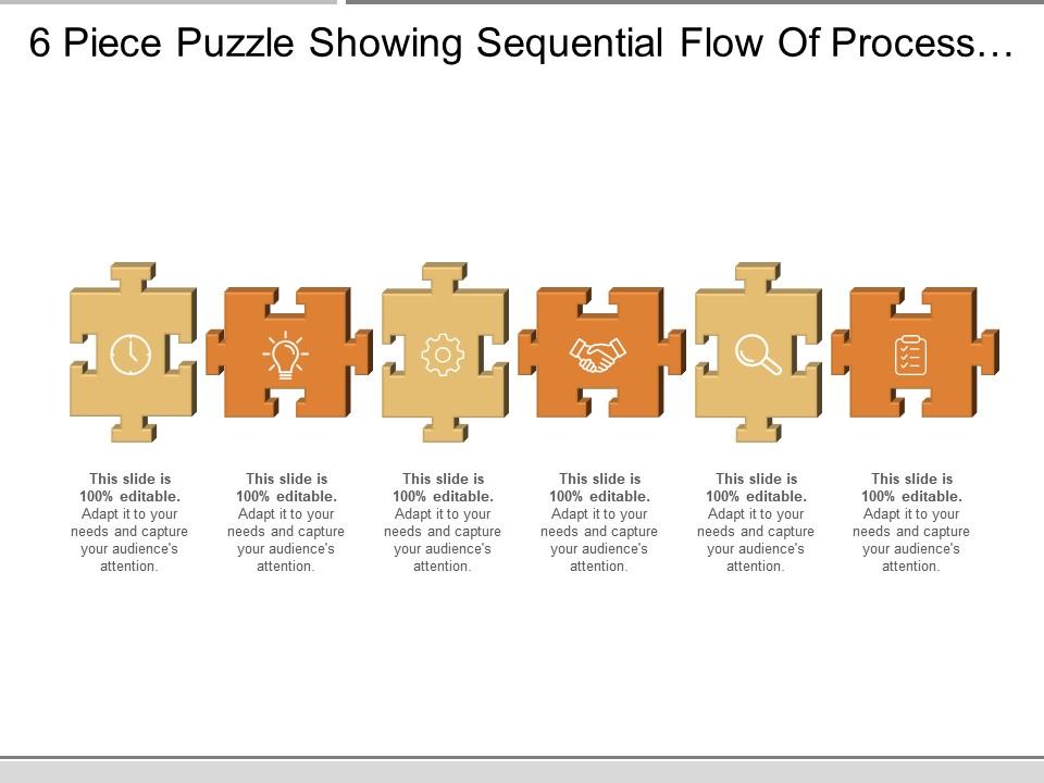 6 piece puzzle showing sequential flow of process with respective icon Slide00