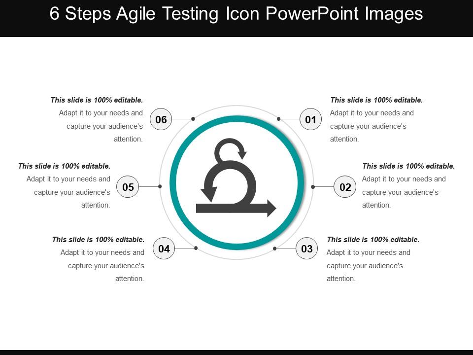 6 steps agile testing icon powerpoint images Slide00