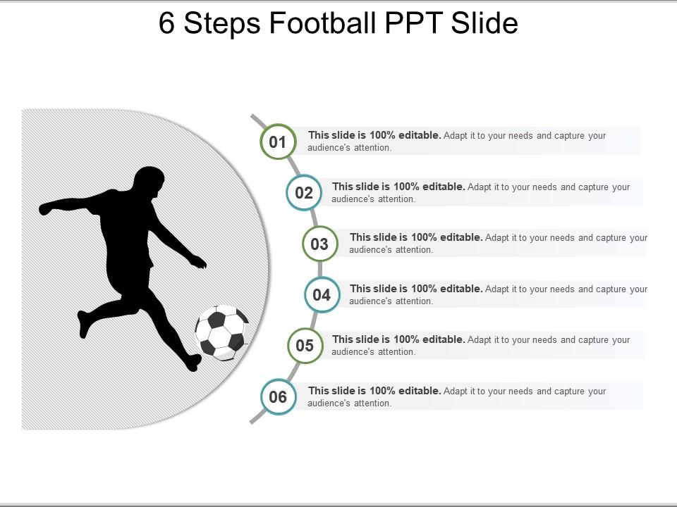 6 Steps Football Ppt Slide PowerPoint Slide Template Presentation
