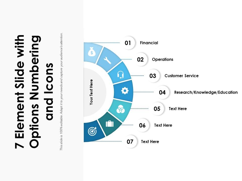 7 Element Slide With Options Numbering PowerPoint Templates