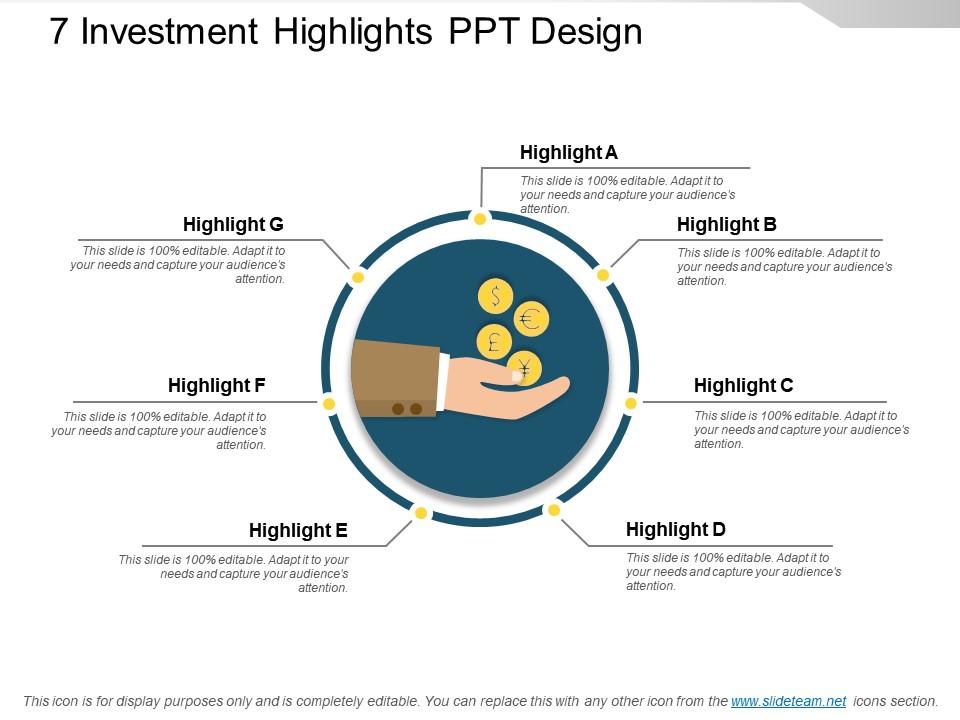 7 investment highlights ppt design Slide01
