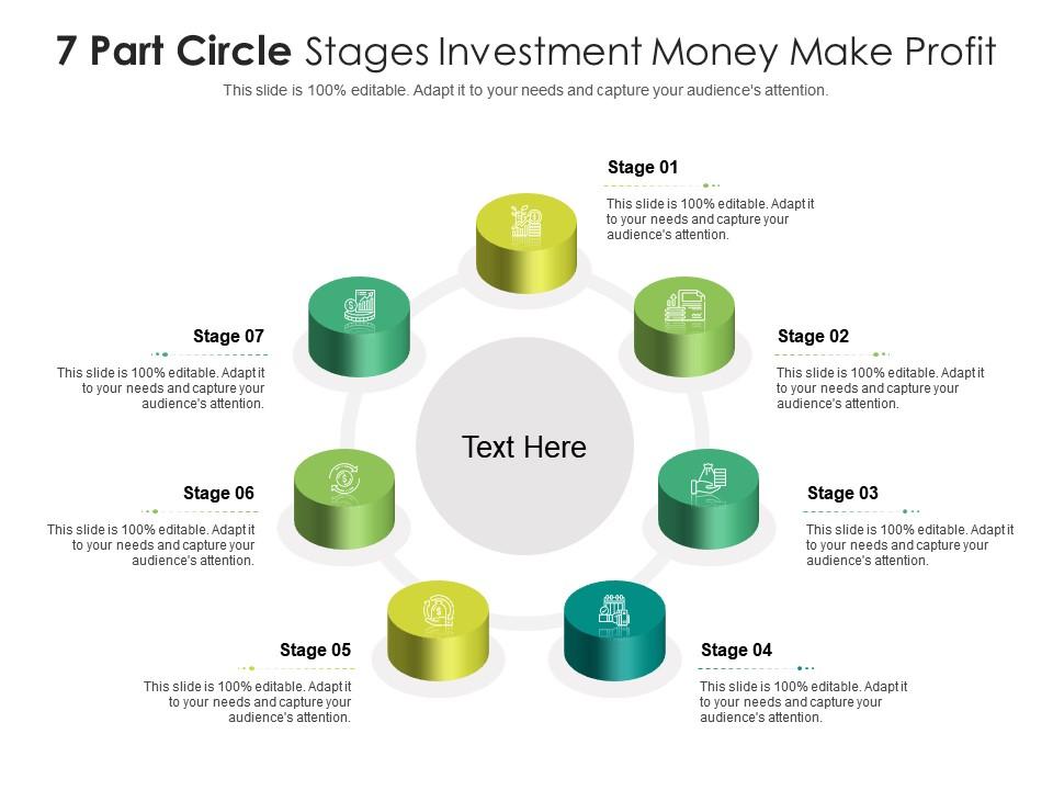 7 Part Circle Stages Investment Money Make Profit Infographic Template