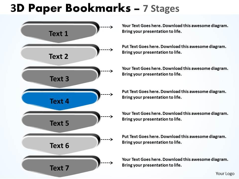 7 Staged Bookmark Design Diagram PowerPoint Presentation Slides PPT