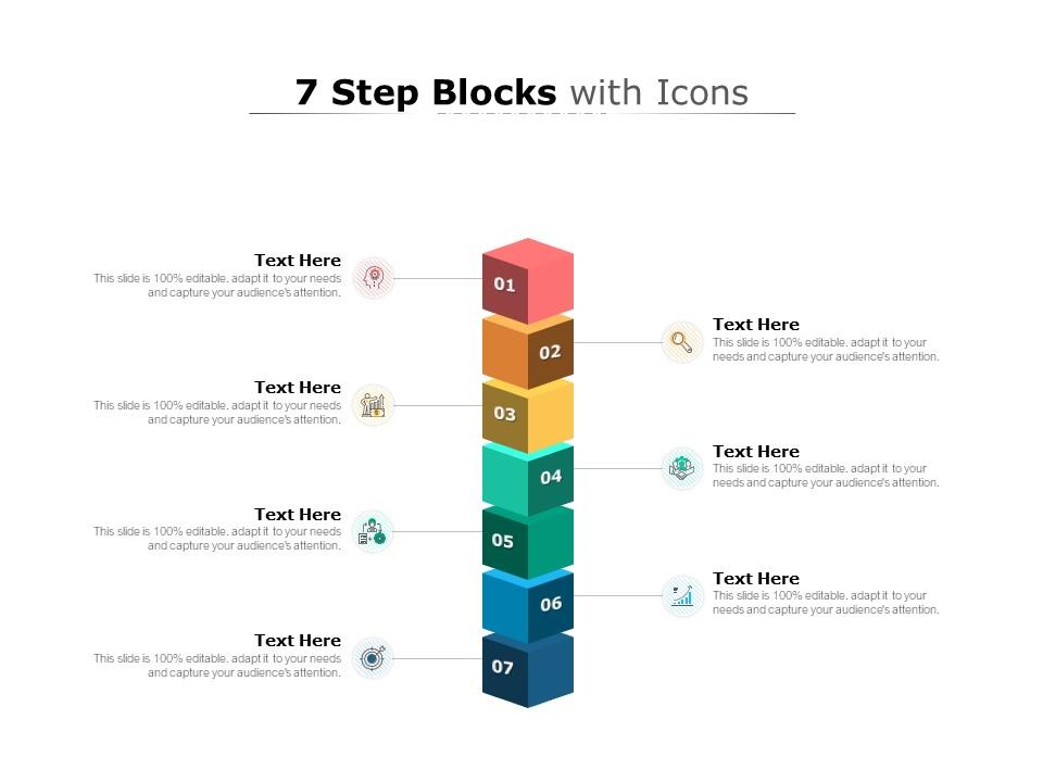7 step blocks with icons Slide01