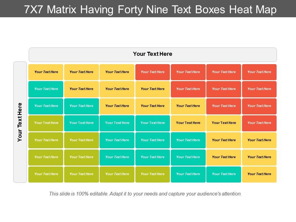 7x7_matrix_having_forty_nine_text_boxes_heat_map_Slide01