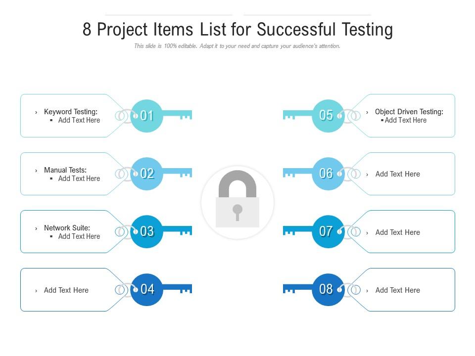 8 Project Items List For Successful Testing | Presentation Graphics ...