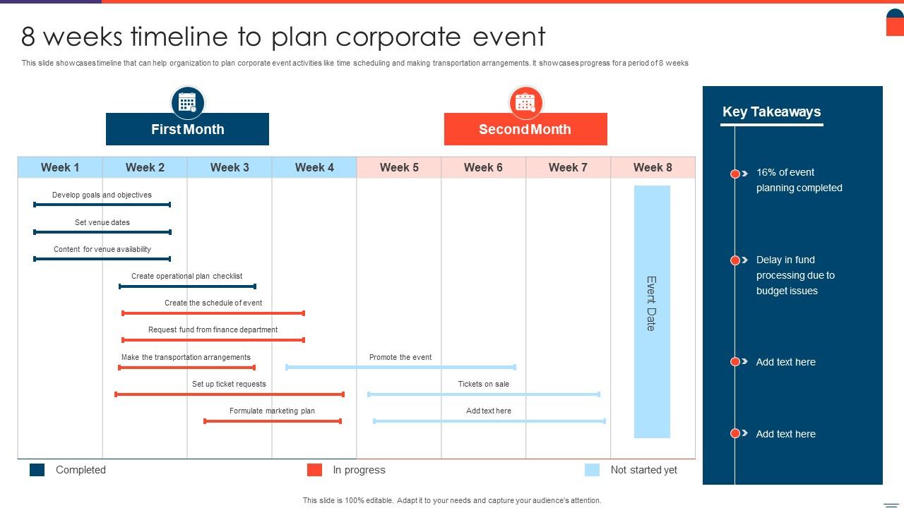 8 Weeks Timeline To Plan Corporate Event PPT Sample