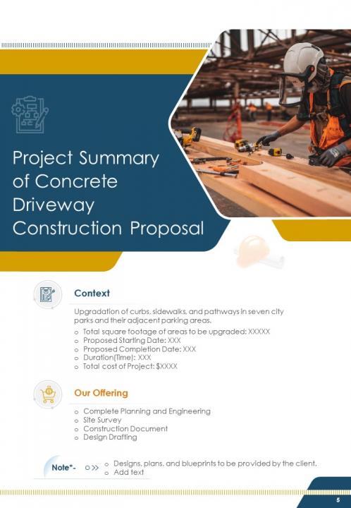A4 Concrete Driveway Construction Proposal Template Presentation A4 Concrete Driveway Construction Proposal Template Presentation
