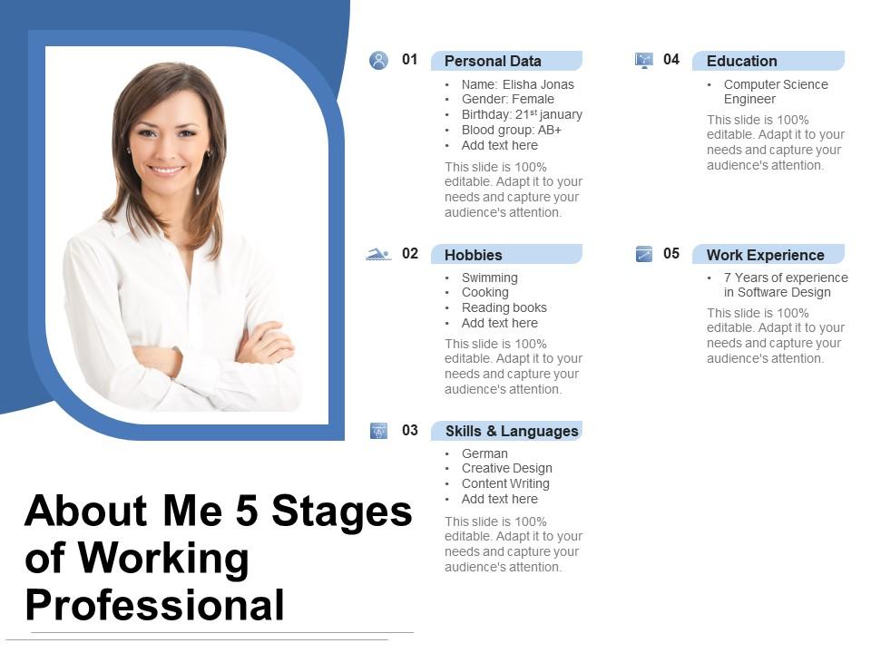 About me 5 stages of working professional Slide01