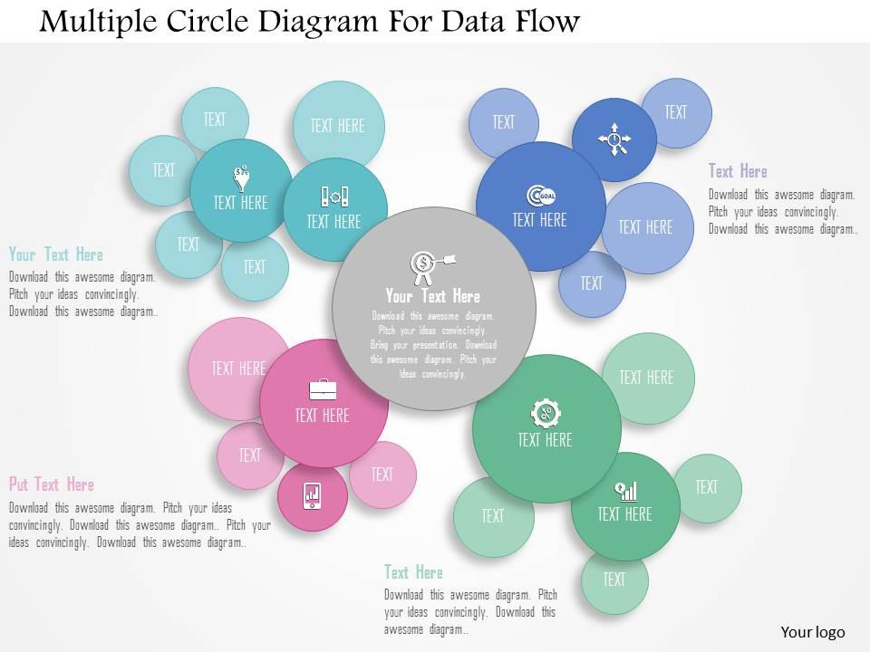 Ac multiple circle diagram for data flow powerpoint template Slide01