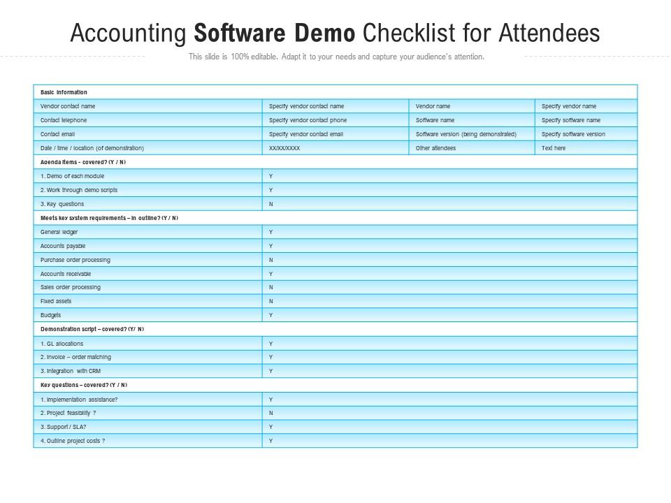 Accounting software demo checklist for attendees Slide01