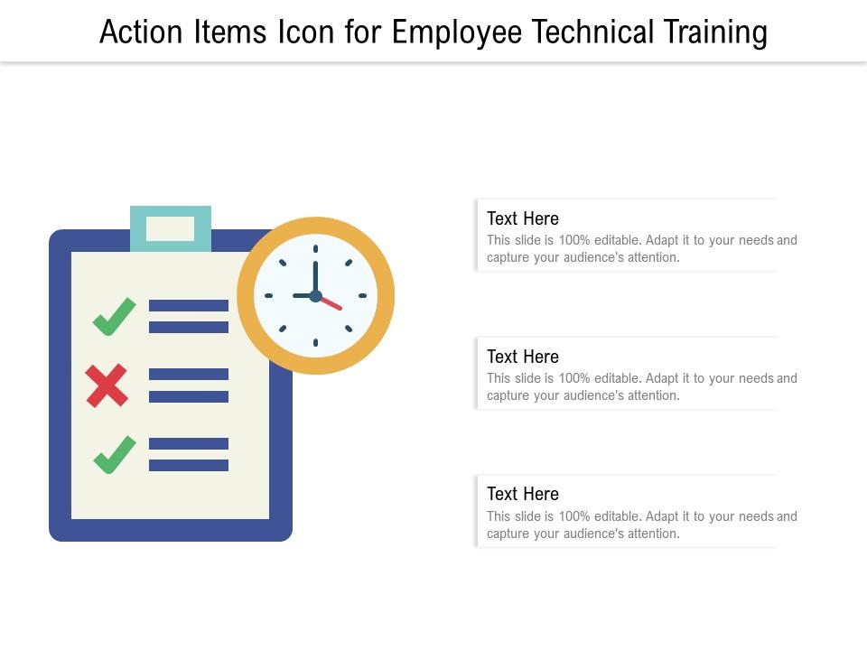 Action items icon for employee technical training Slide00