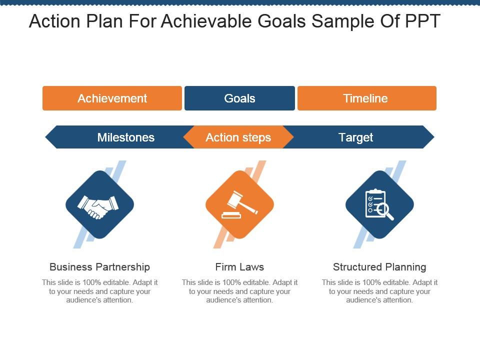 Action plan for achievable goals sample of ppt Slide01