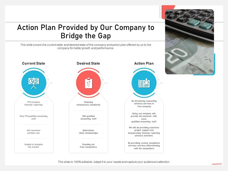 Action Plan Provided By Our Company To Bridge The Gap Plan Ppt Grid