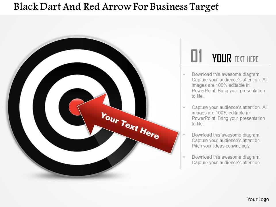Ad black dart and red arrow for business target powerpoint templets Slide01