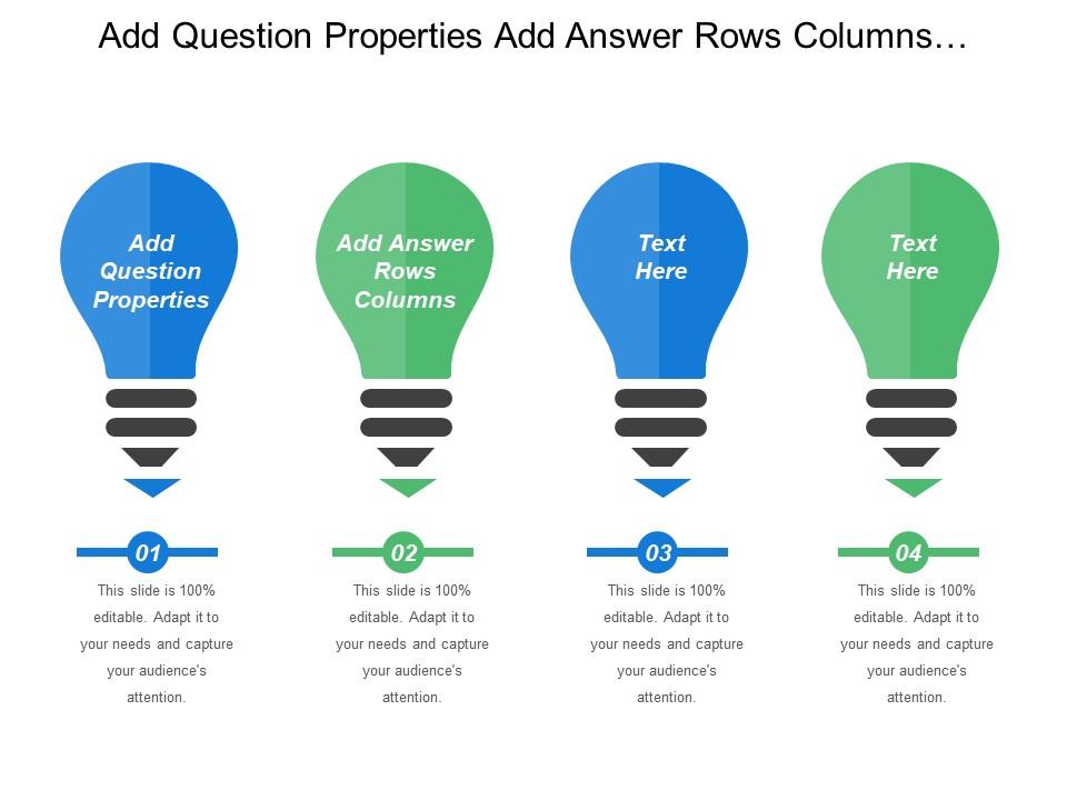 Add question properties add answer rows columns education funding Slide01
