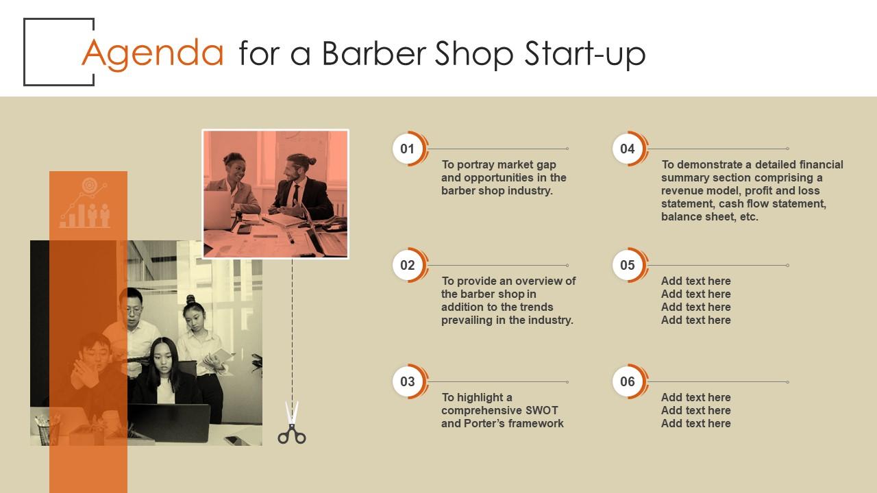 Agenda For A Barber Shop Start Up Ppt Infographic Template Background Images BP SS