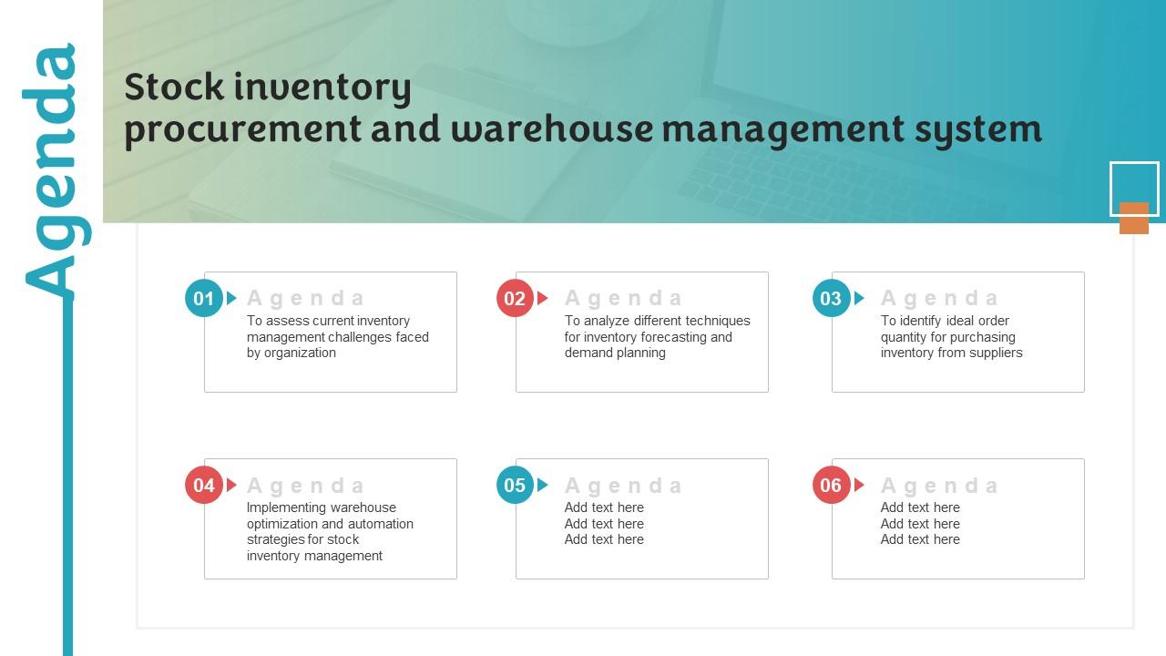Agenda Stock Inventory Procurement And Warehouse Management System PPT