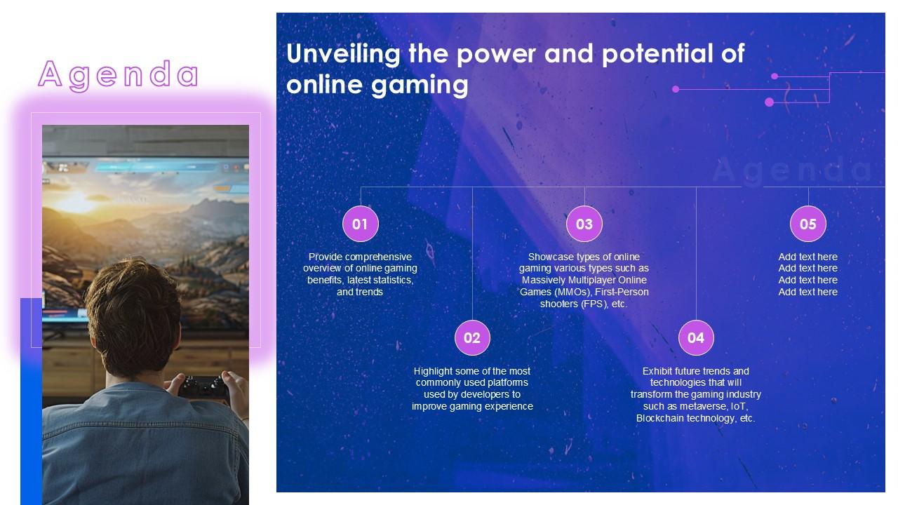 Agenda Unveiling The Power And Potential Of Online Gaming Ppt Example ...