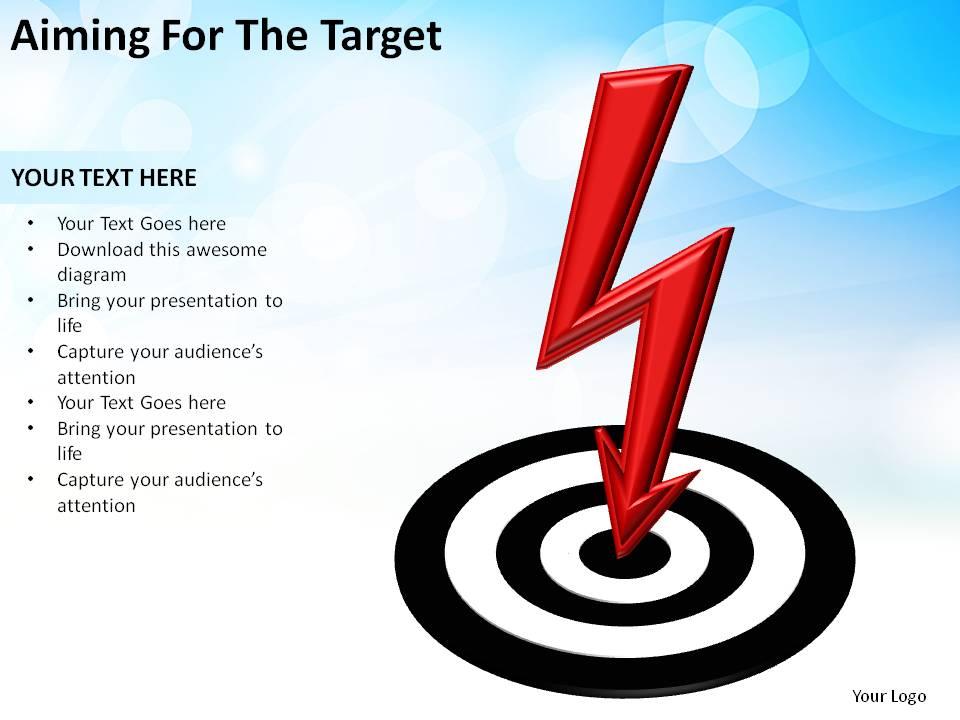 aiming_for_the_target_bullseye_with_lightning_zap_slides_diagrams_templates_powerpoint_info_graphics_Slide01