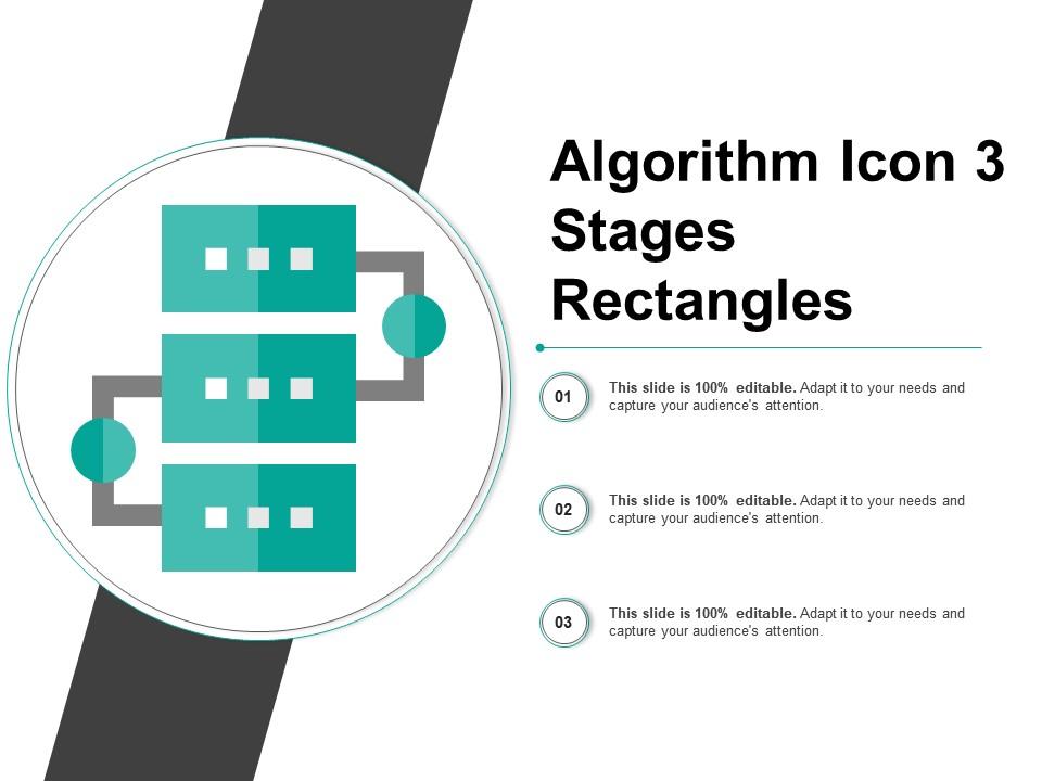 Algorithm icon 3 stages rectangles Slide00