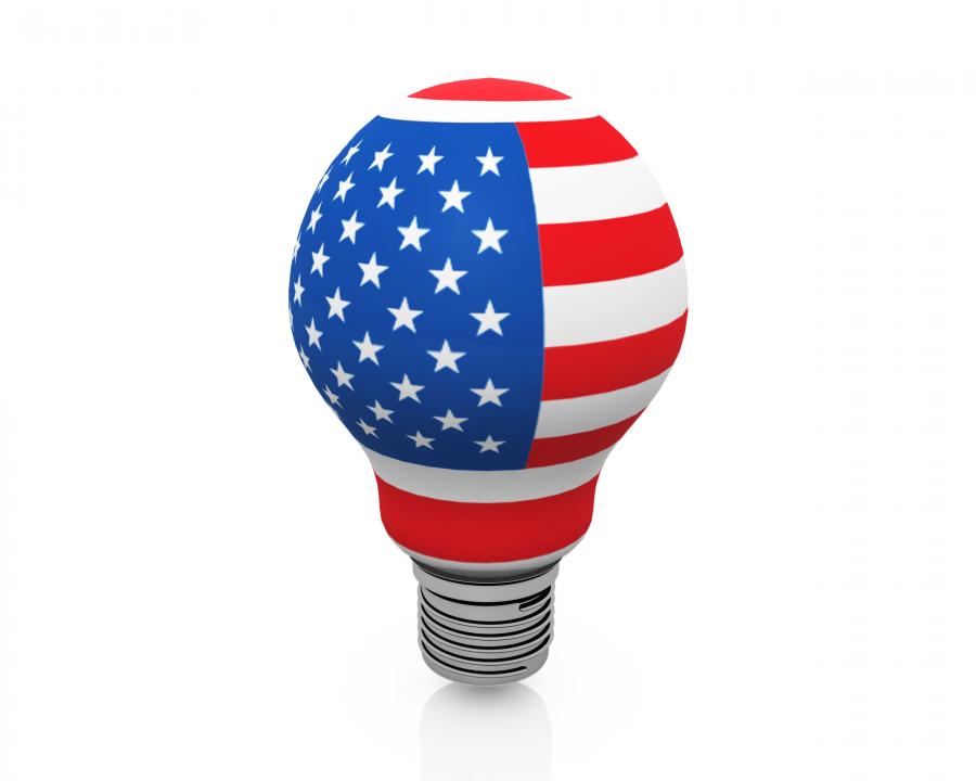American flag designed bulb stock photo Slide01