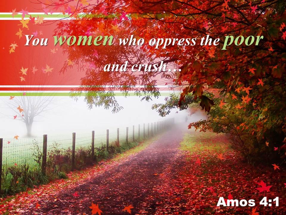 Amos 4 1 you women who oppress powerpoint church sermon Slide01