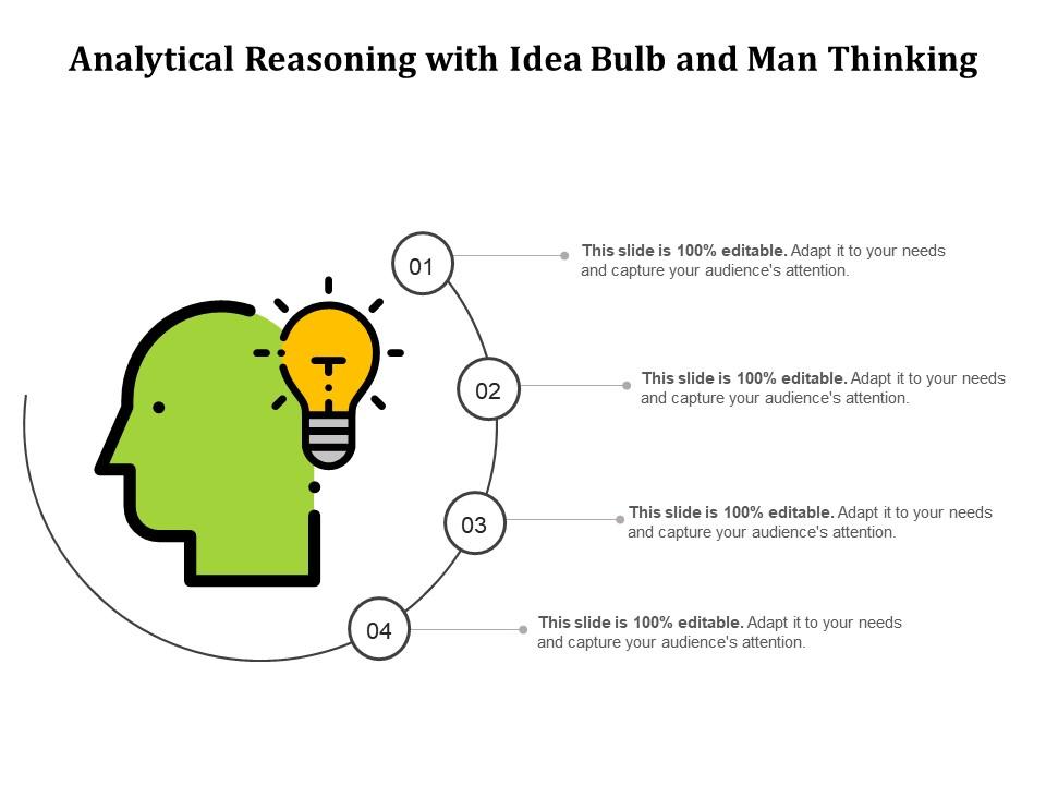 Analytical reasoning with idea bulb and man thinking Slide01