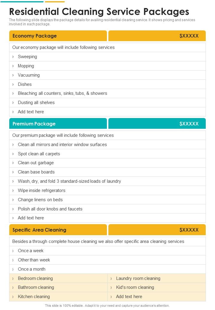 Apartment Wash Business Residential Cleaning Service Packages One Pager Sample Example Document