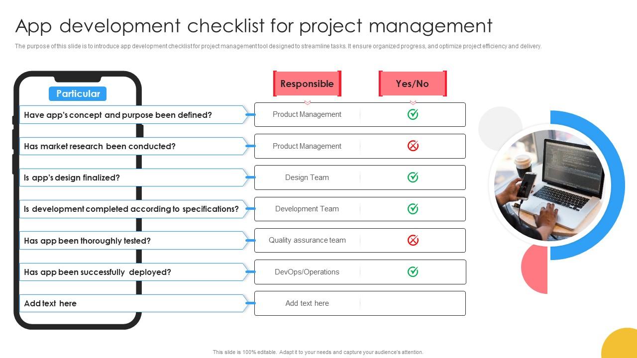 App Development Checklist For Project Management PPT Example