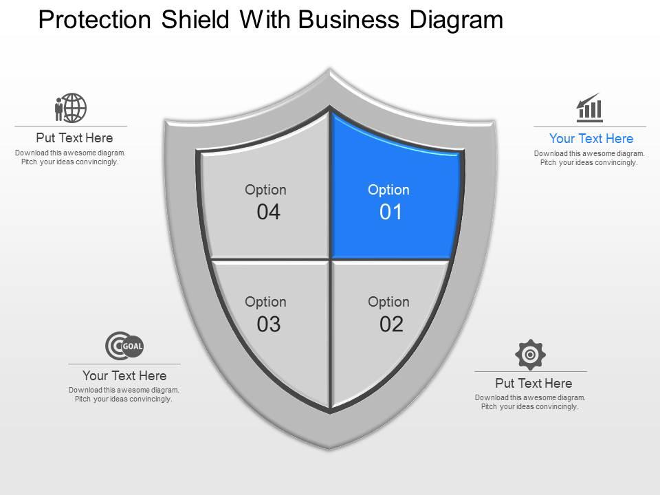 app_protection_shield_with_business_diagram_powerpoint_template_Slide01