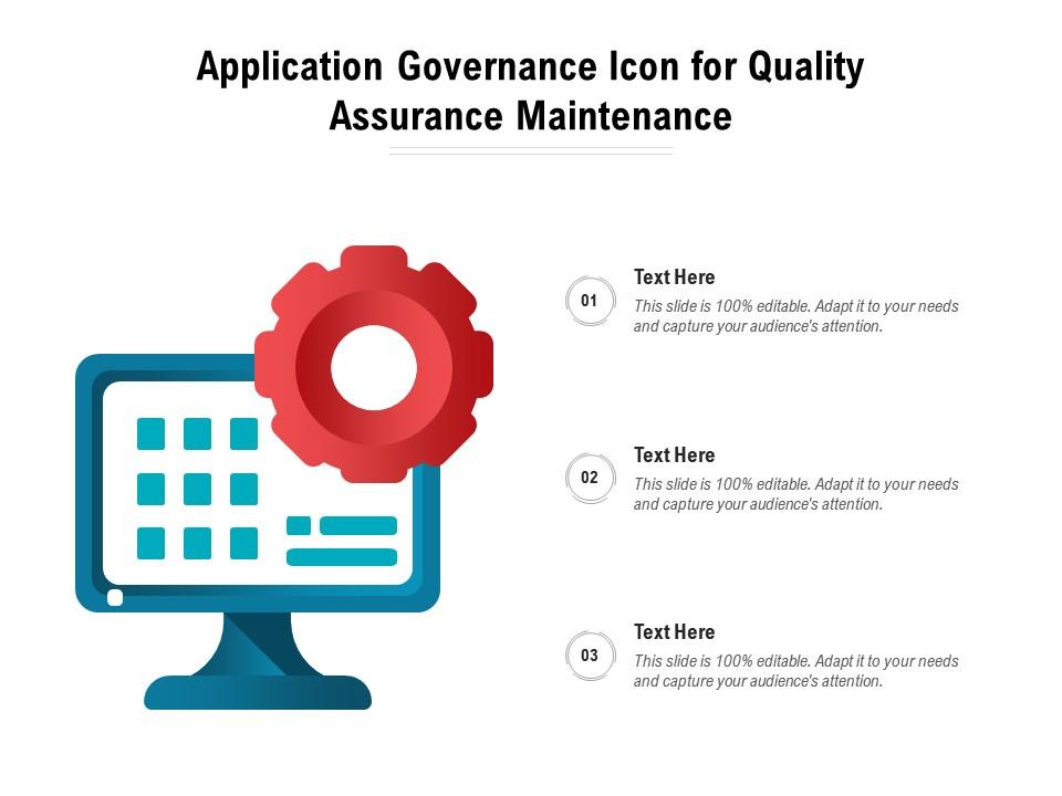 Application governance icon for quality assurance maintenance
