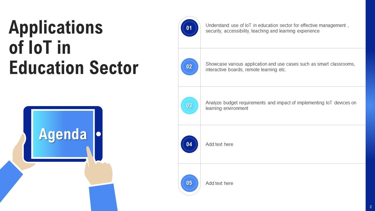 Applications of iot in education sector powerpoint presentation slides