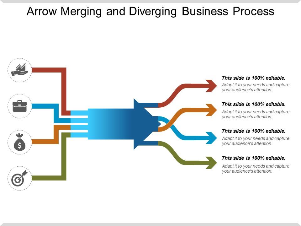 Arrow merging and diverging business process ppt presentation Slide00
