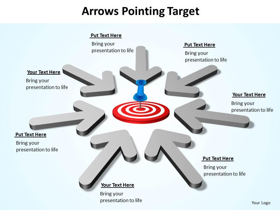 Arrows pointing towards bullseye target powerpoint diagram templates graphics 712 Slide01