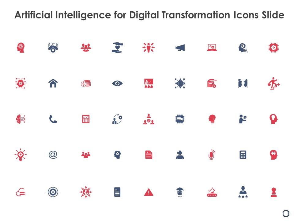 Artificial intelligence for digital transformation icons slide Slide01