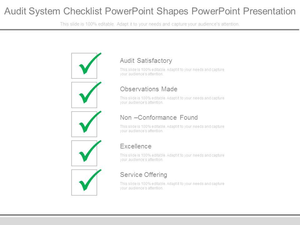 Audit system checklist powerpoint shapes powerpoint presentation Slide01